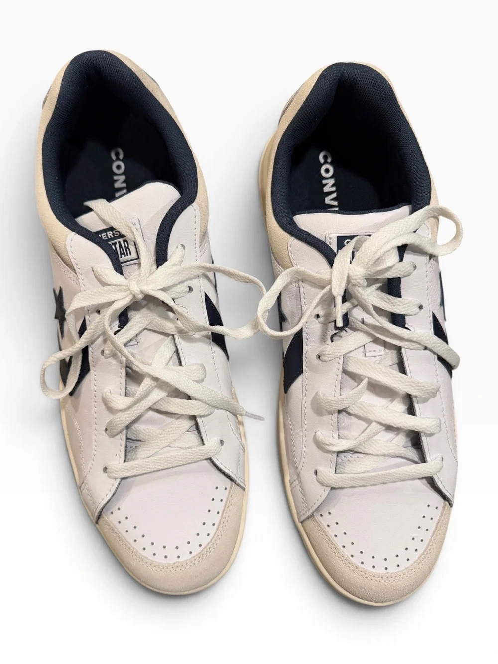 NEW Converse Pro Blaze Classic Ox Leather White Navy Shoes Mens Sz 11
